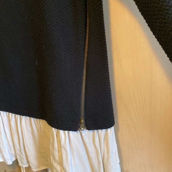 Black knit tunic top with attached skirt perfect for layering over leggings - Picture 2 of 6